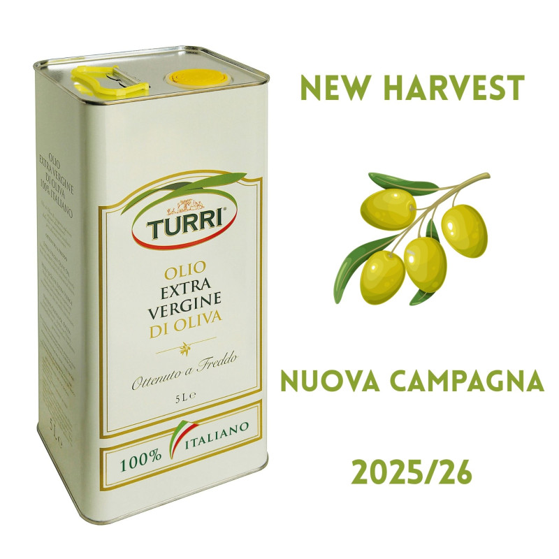 OLIO EXTRA VERGINE DI OLIVA TURRI FRESCOLIVA FILTRATO 100% ITALIANO LATTINA DA 5 LITRI NUOVO RACCOLTO 2025-2026